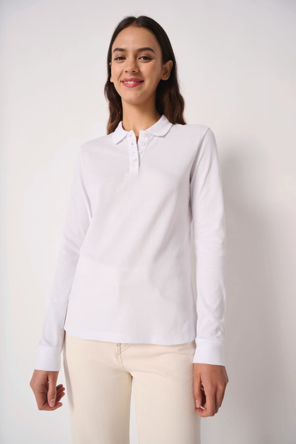 Polo Manches Longues Femme 100% Coton Piqué IDEAL BASIC BRAND