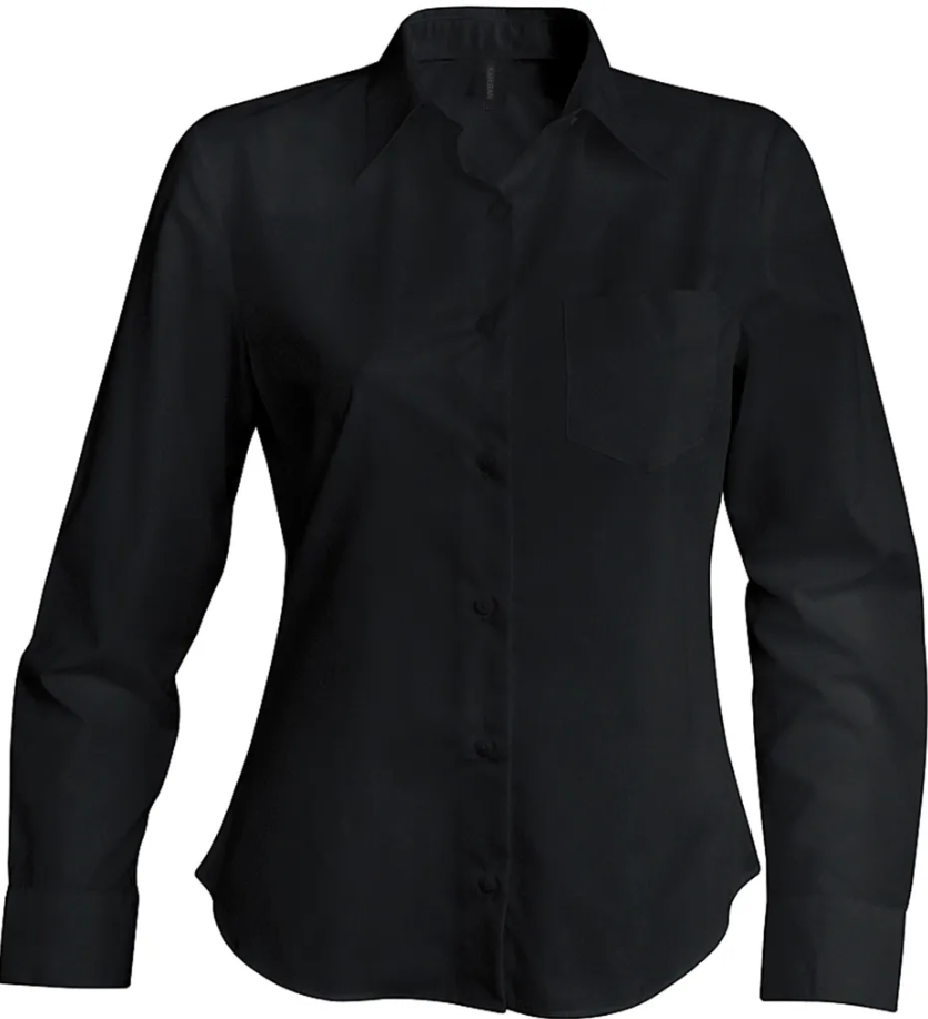 Chemise Service Femme Noire Manches Longues KARIBAN | Tenues Pro