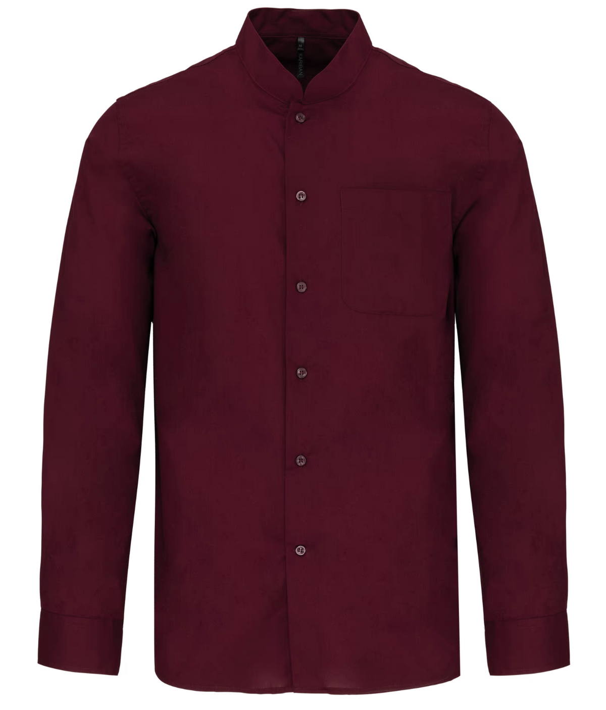 Chemise Service Homme Bordeaux Col Mao Manches Longues KARIBAN | Tenues Pro