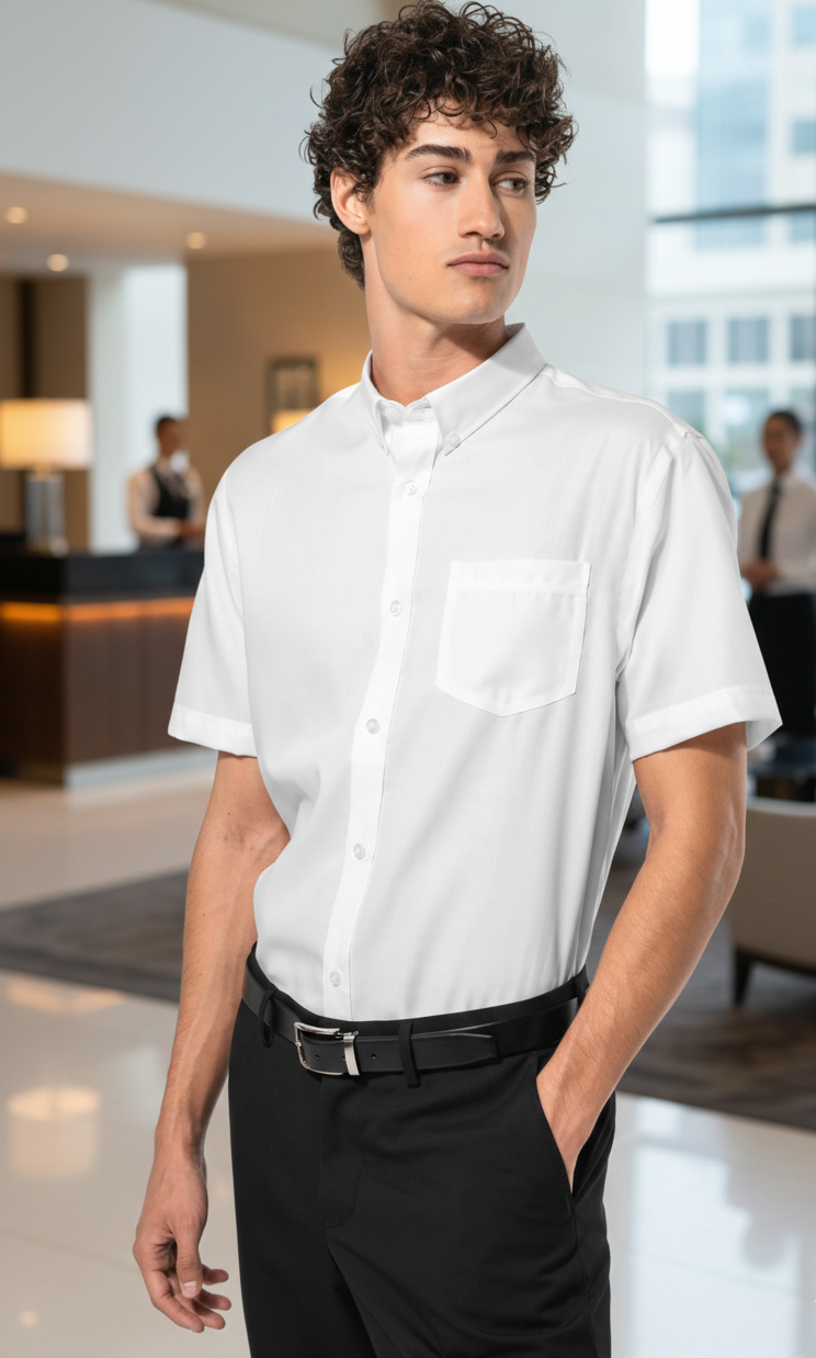 Chemise de Service Homme Manches Courtes Sans Repassage KARIBAN