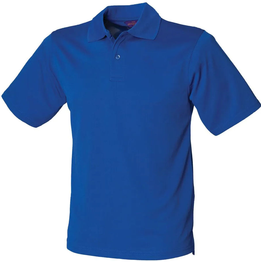 Polo Bleu Manches Courtes Homme 100% Polyester Piqué HENBURY | Tenues Pro