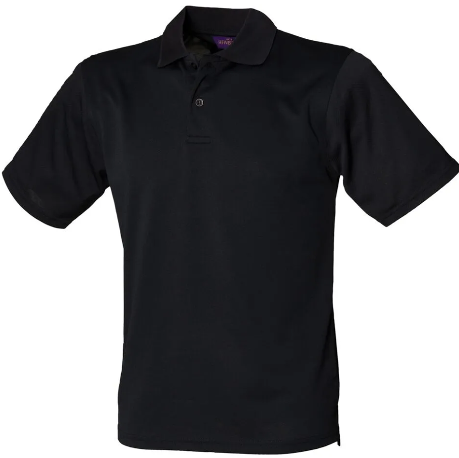 Polo Noir Manches Courtes Homme 100% Polyester Piqué HENBURY | Tenues Pro