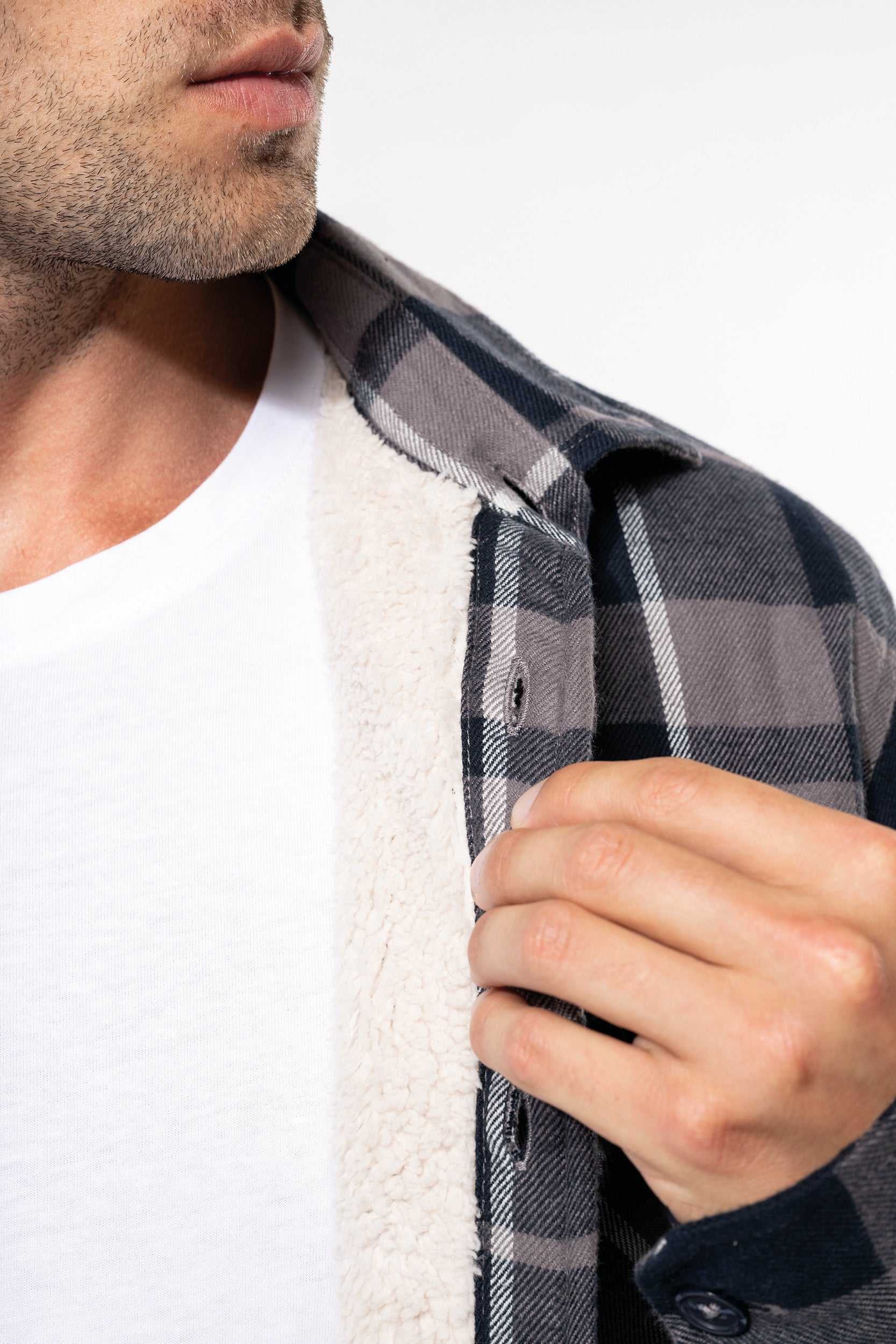 Surchemise à carreaux doublée sherpa homme-KARIBAN