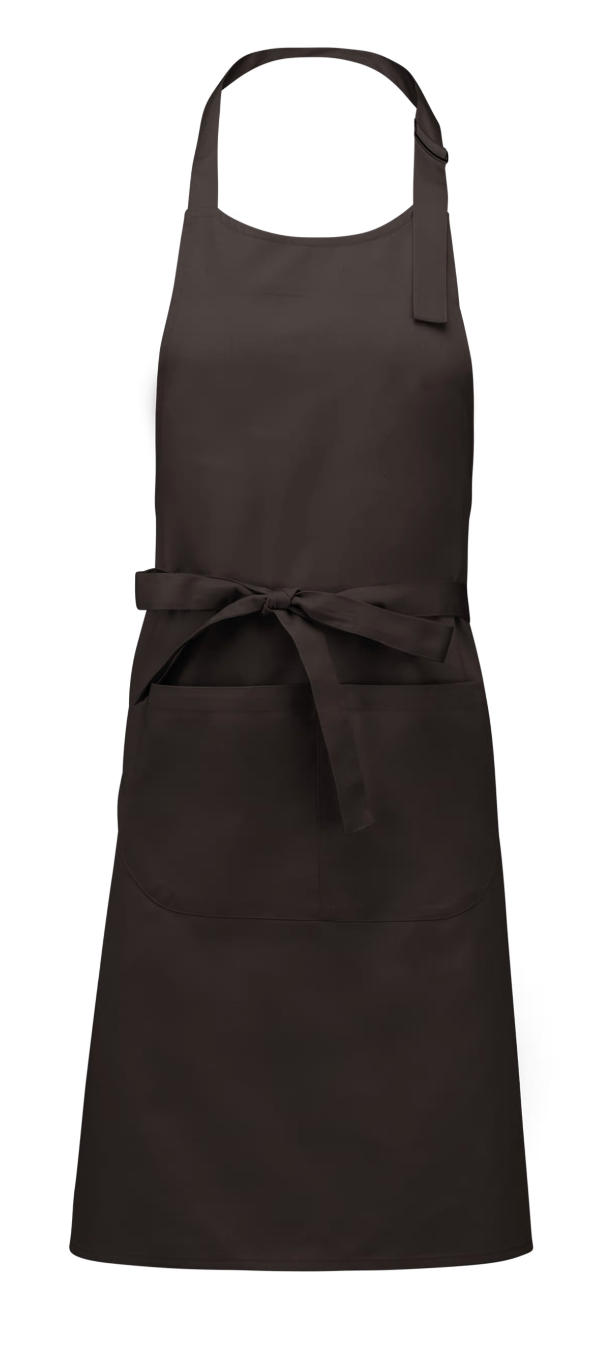 Tablier à Bavette avec Poche 100% Coton Marron KARIBAN | Tenues Pro
