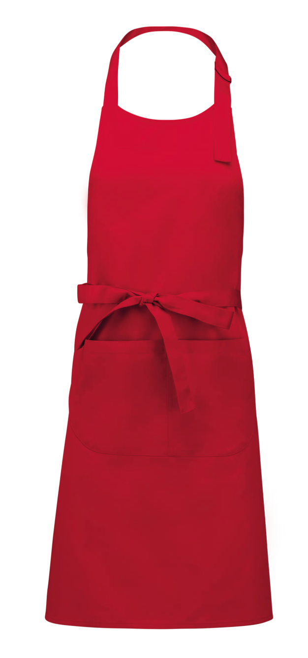 Tablier à Bavette avec Poche 100% Coton Rouge KARIBAN | Tenues Pro