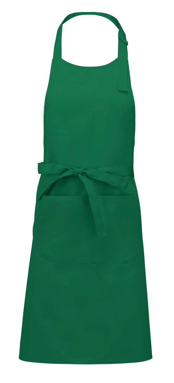 Tablier à Bavette avec Poche 100% Coton Vert KARIBAN | Tenues Pro