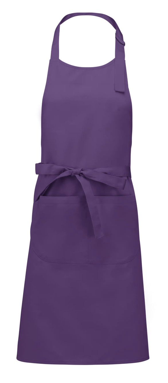 Tablier à Bavette avec Poche 100% Coton Violet KARIBAN | Tenues Pro