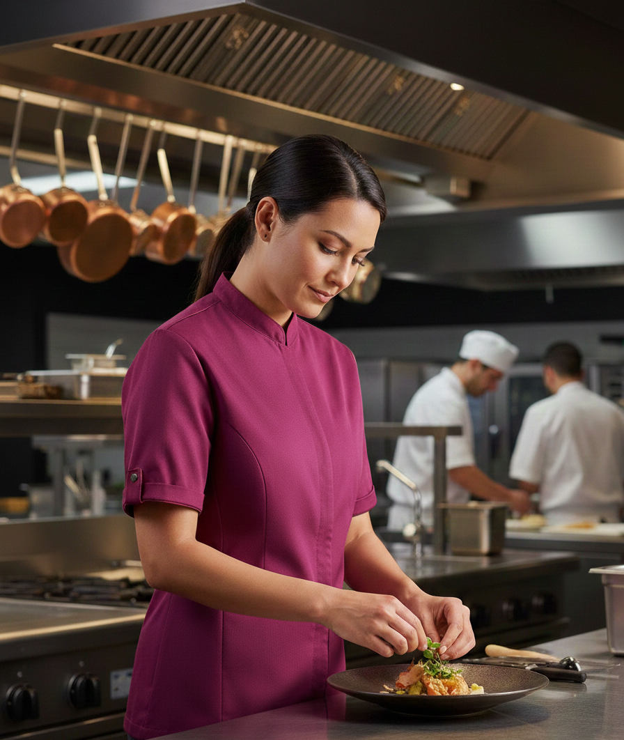 Veste de Chef Femme Manches Courtes & Pressions KARLOWSKY