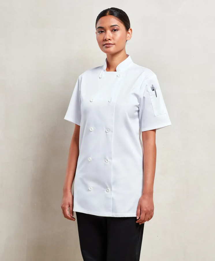 Veste de Cuisine Femme Manches Courtes & Pressions PREMIER