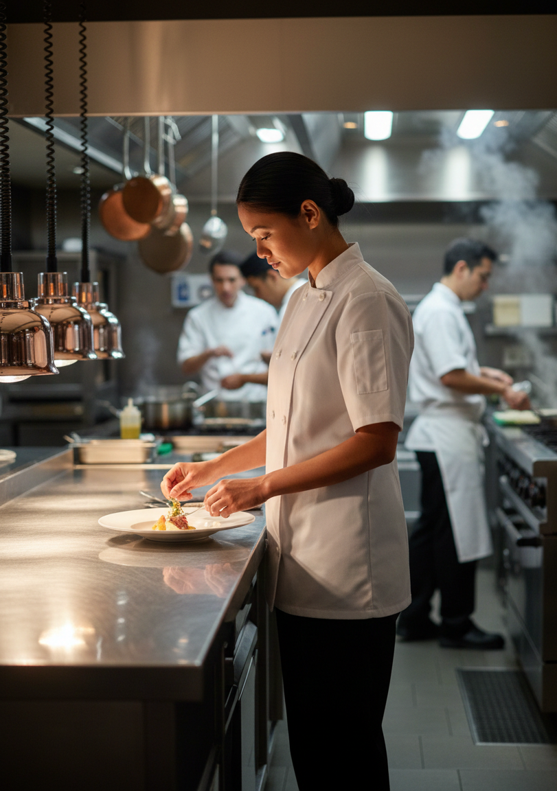 Veste de Cuisine Femme Manches Courtes & Pressions PREMIER