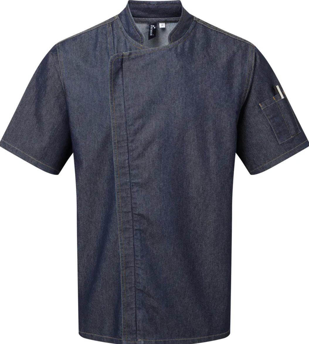 Veste de Cuisine Homme Manches Courtes Denim & Zip PREMIER