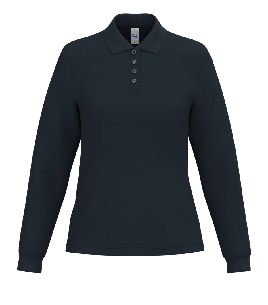 Polo Manches Longues Femme 100% Coton Piqué IDEAL BASIC BRAND