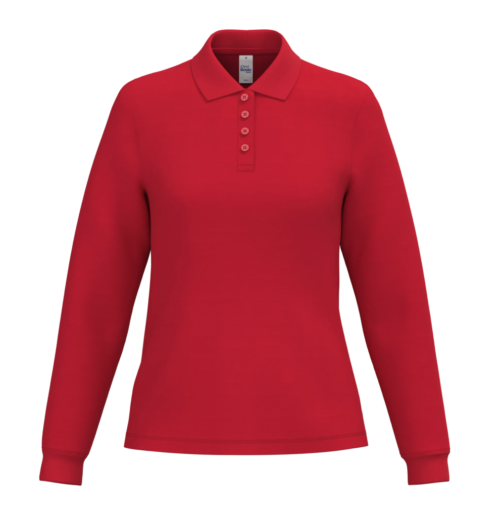 Polo Manches Longues Femme 100% Coton Piqué IDEAL BASIC BRAND