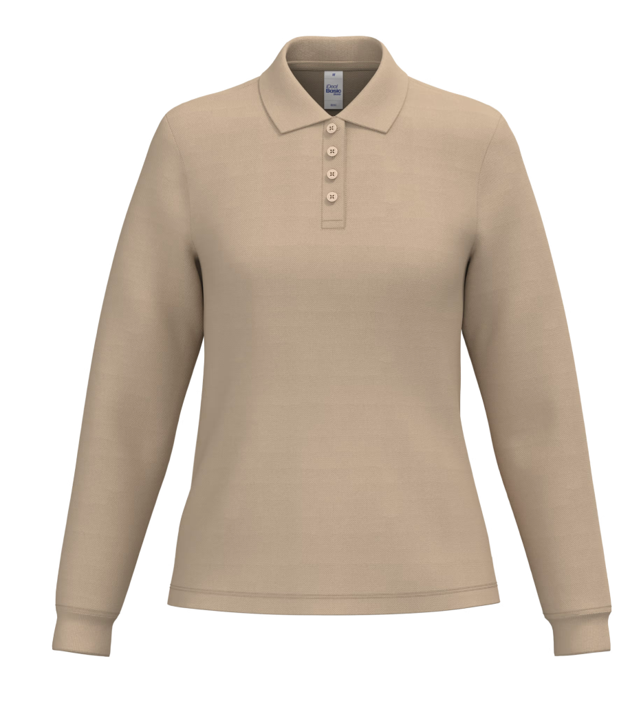 Polo Manches Longues Femme 100% Coton Piqué IDEAL BASIC BRAND