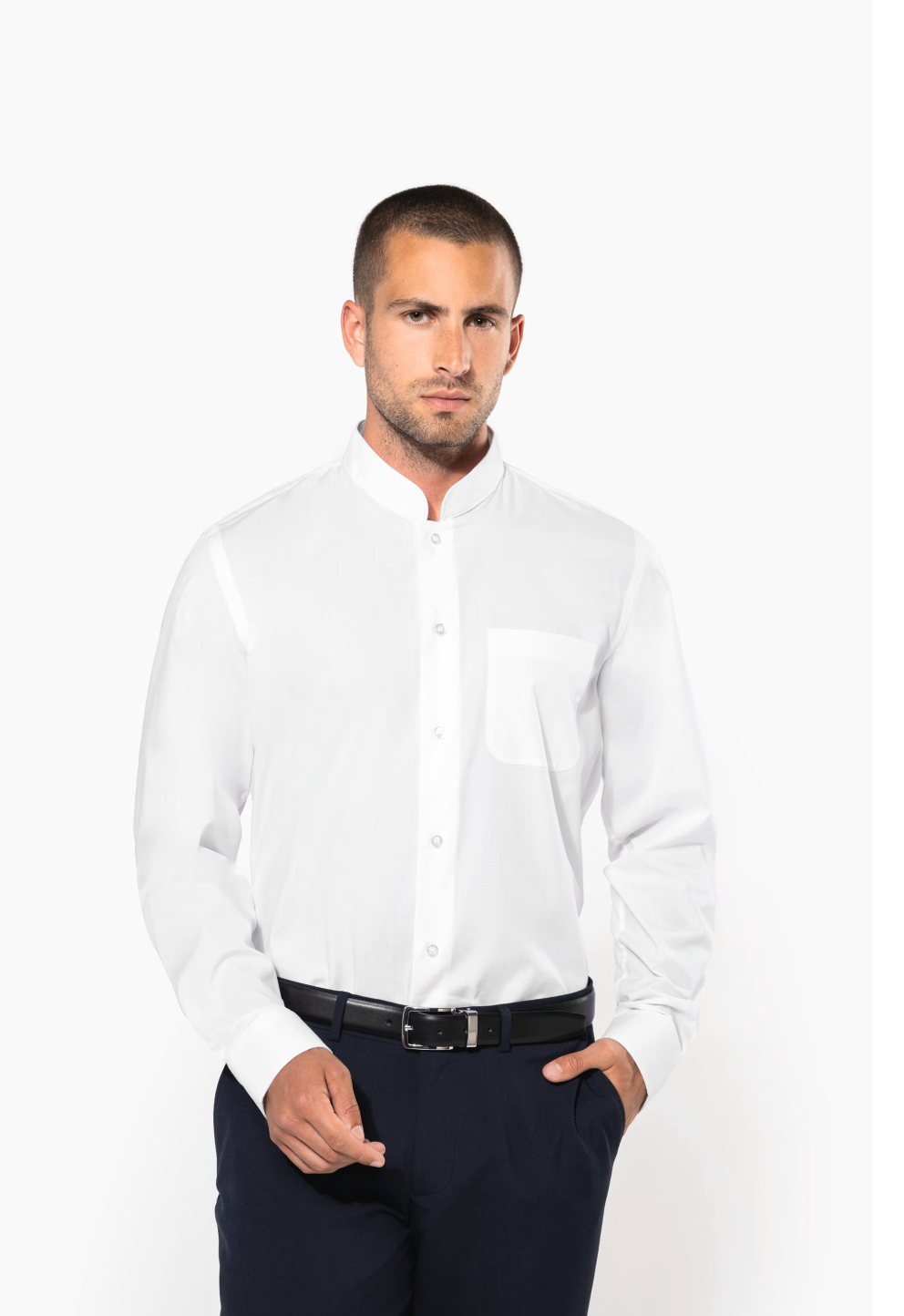 Chemise de Service Homme Manches Longues Col Mao KARIBAN