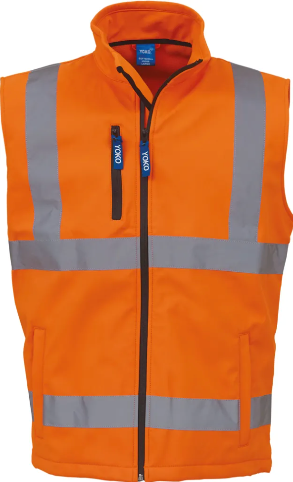 Bodywarmer Softshell de Travail Haute Visibilité Homme YOKO