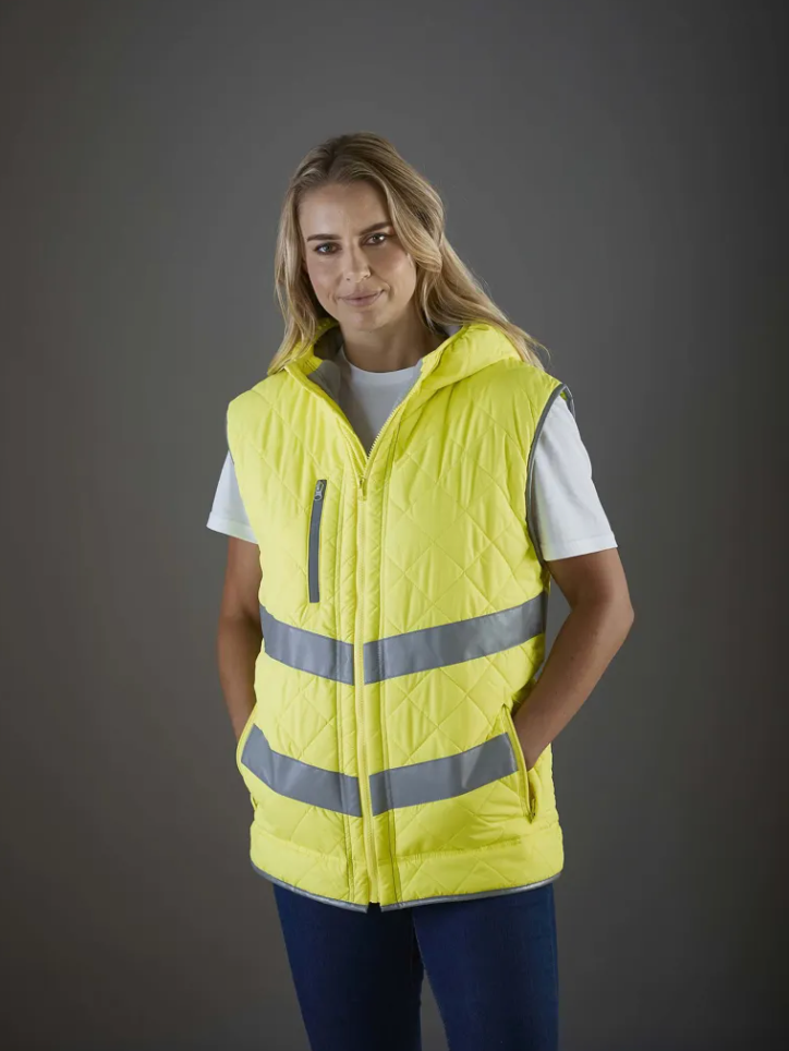 Bodywarmer de Travail à Capuche Haute Visibilité Unisexe Matelassé YOKO