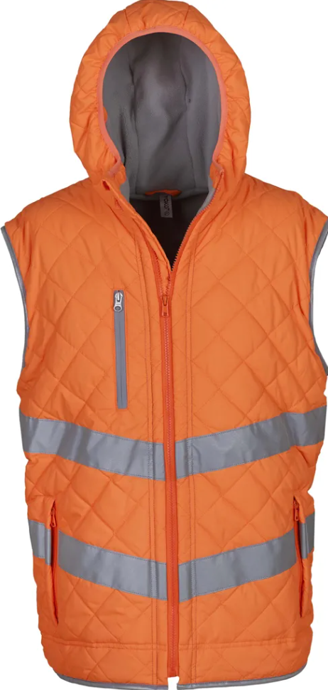 Bodywarmer de Travail à Capuche Haute Visibilité Unisexe Matelassé YOKO