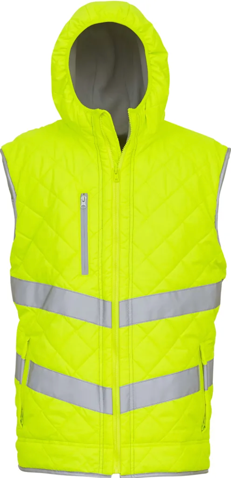 Bodywarmer de Travail à Capuche Haute Visibilité Unisexe Matelassé YOKO