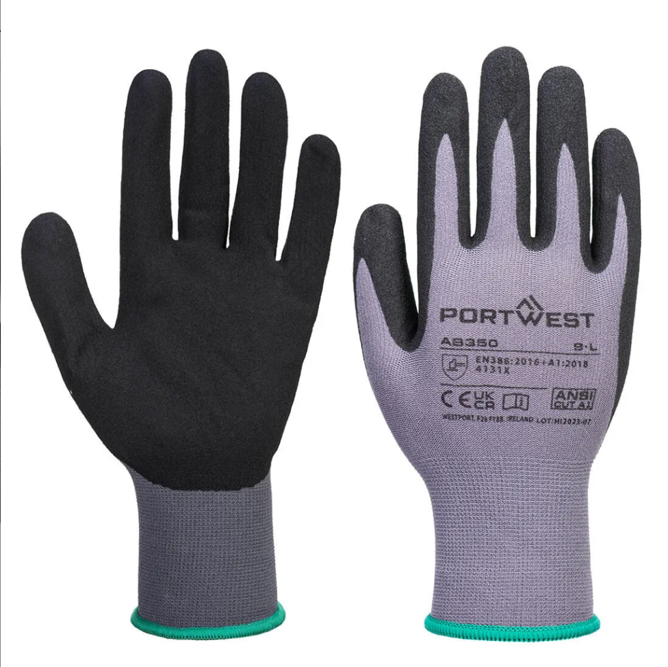 Gant de Travail Anti-Coupure Unisexe DermiFlex Mousse Nitrile PORTWEST