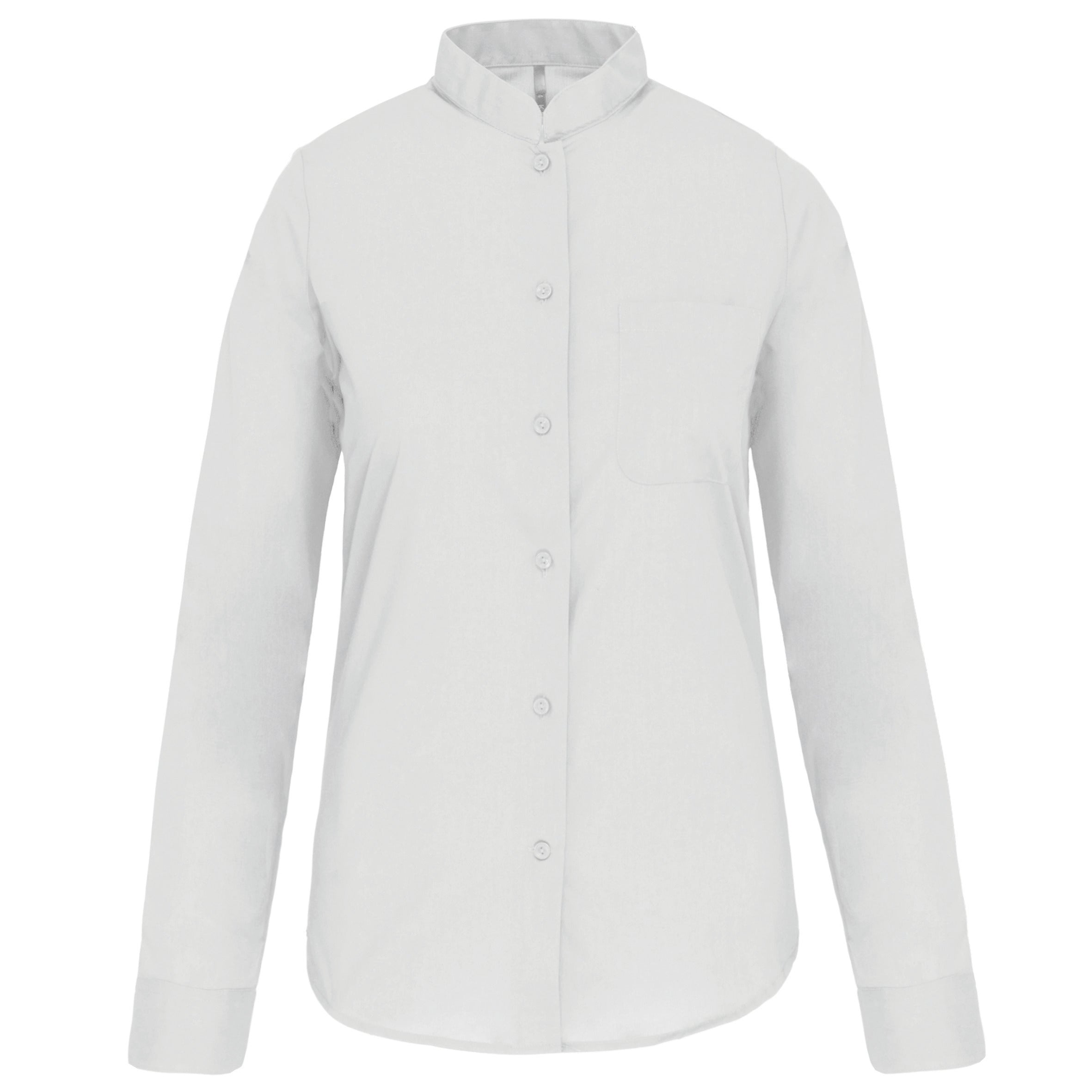 Chemise Service Femme Col Mao Blanc Manches Longues KARIBAN | Tenues Pro