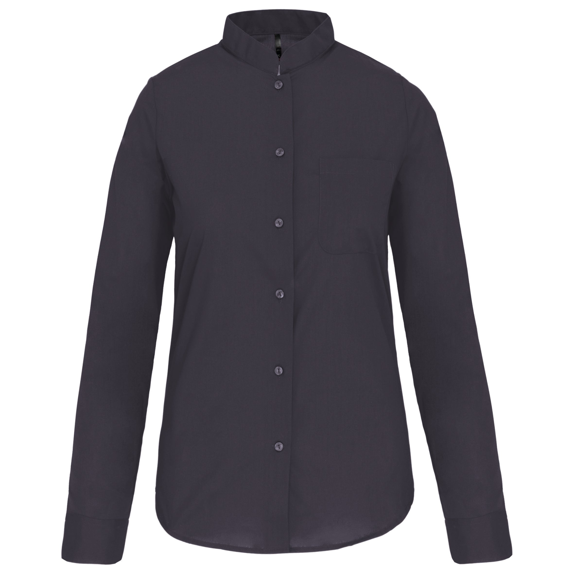 Chemise Service Femme Col Mao Gris Manches Longues KARIBAN | Tenues Pro