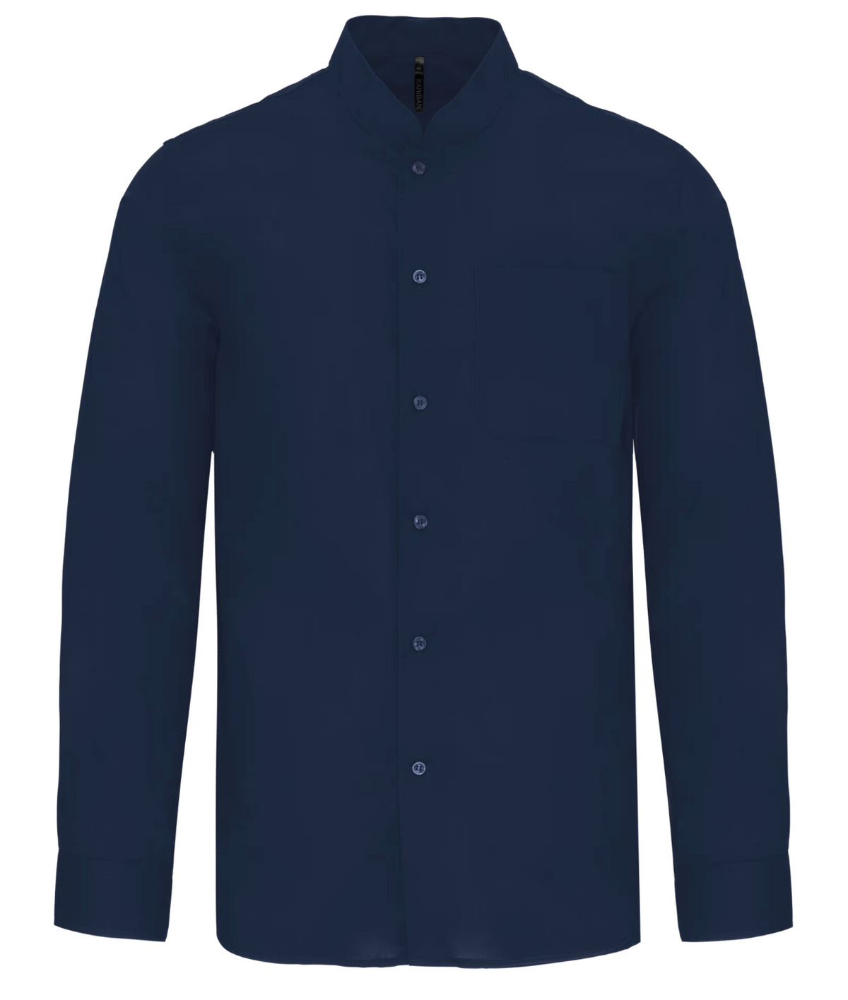 Chemise Service Homme Bleu Navy Col Mao Manches Longues KARIBAN | Tenues Pro