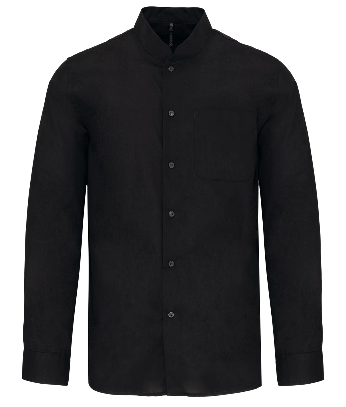 Chemise Service Homme Noire Col Mao Manches Longues KARIBAN | Tenues Pro