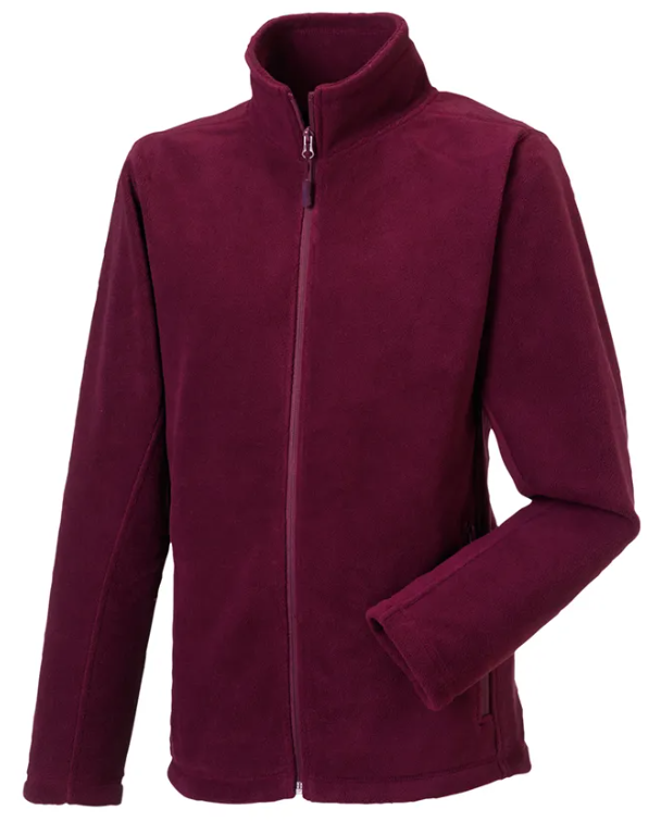 Polaire Homme BORDEAUX 100% Polyester avec Zip RUSSELL | Tenues Pro