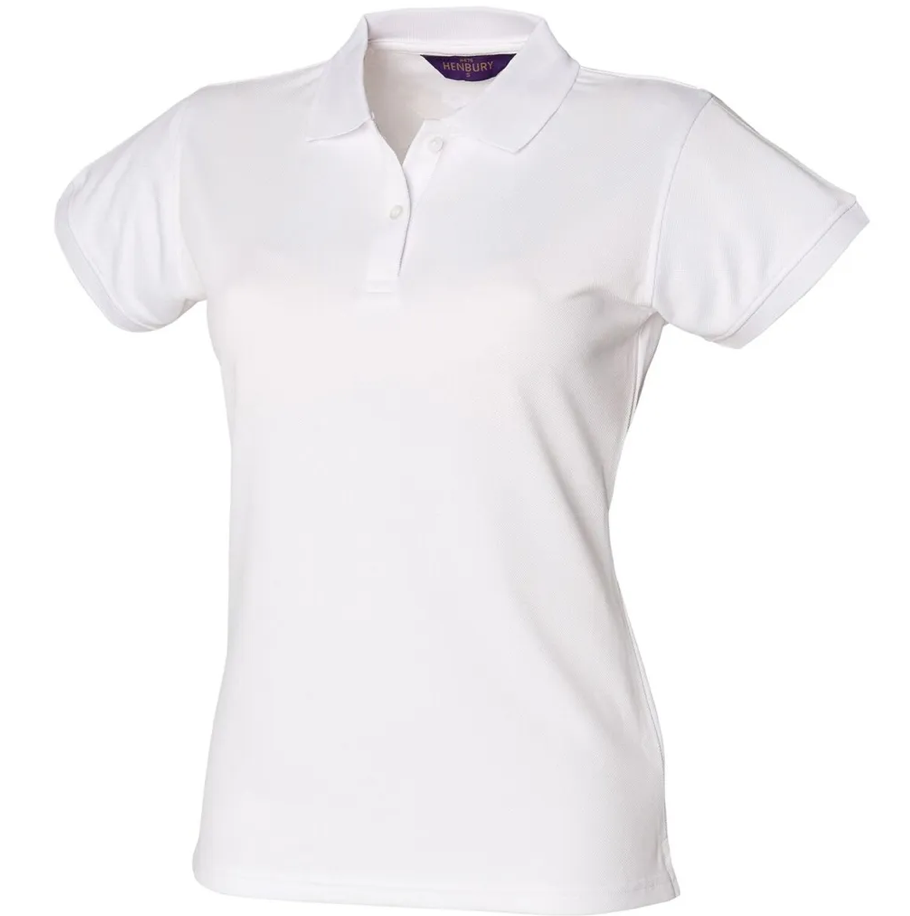 Polo Blanc Femme 100% Polyester Piqué HENBURY | Tenues Pro