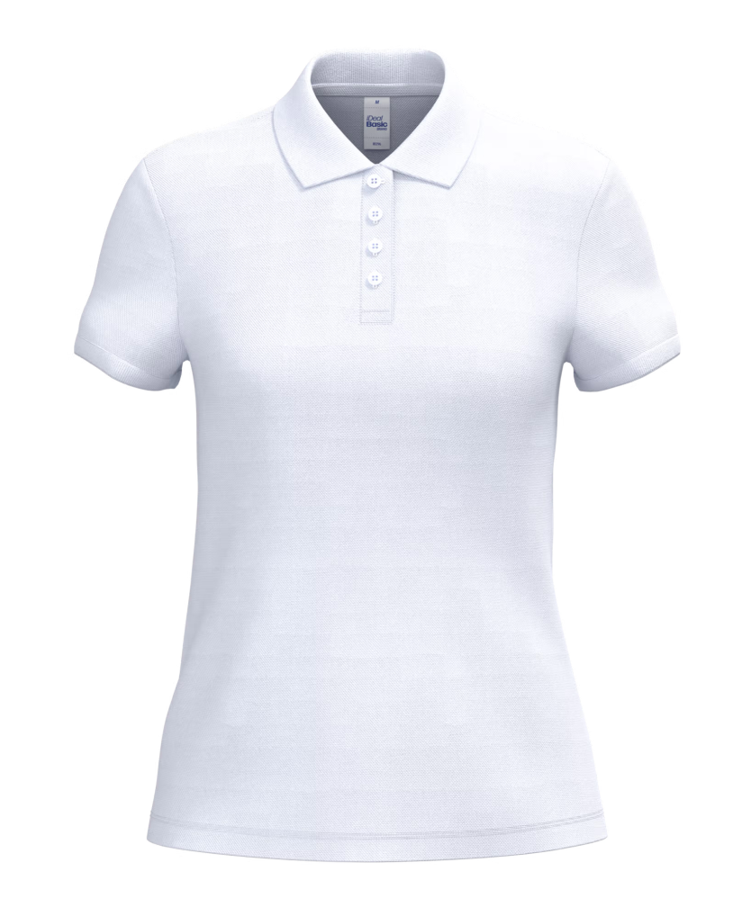 Polo Blanc Manches Courtes Femme 100% Coton Piqué IDEAL BASIC BRAND | Tenues Pro