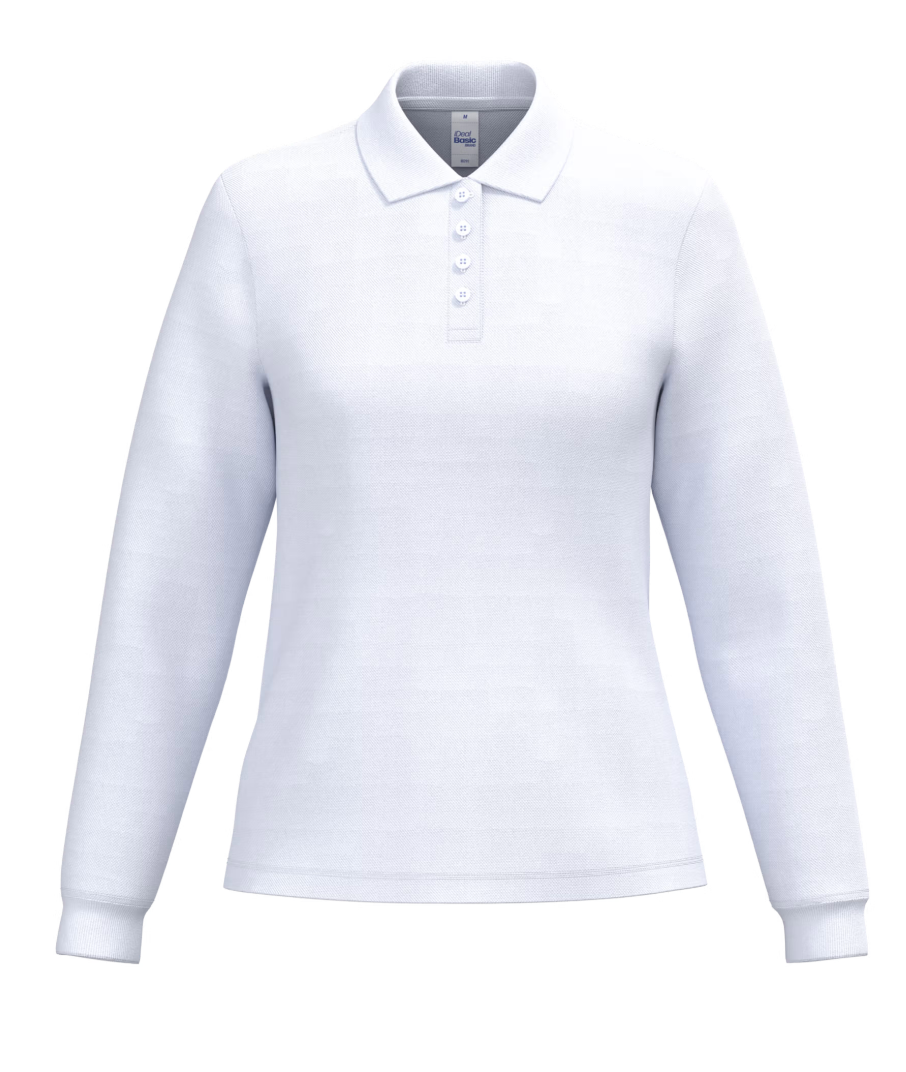 Polo Blanc Manches Longues Femme Coton IDEAL BASIC BRAND | Tenues Pro