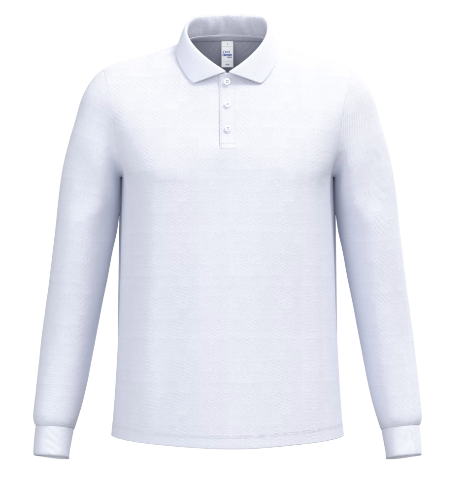 Polo Blanc Manches Longues Homme 100% Coton Piqué IDEAL BASIC BRAND | Tenues Pro
