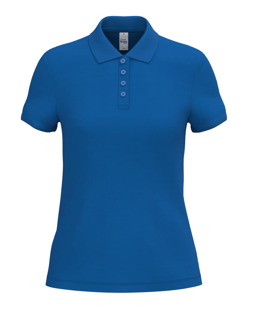 Polo Bleu Manches Courtes Femme 100% Coton Piqué IDEAL BASIC BRAND | Tenues Pro