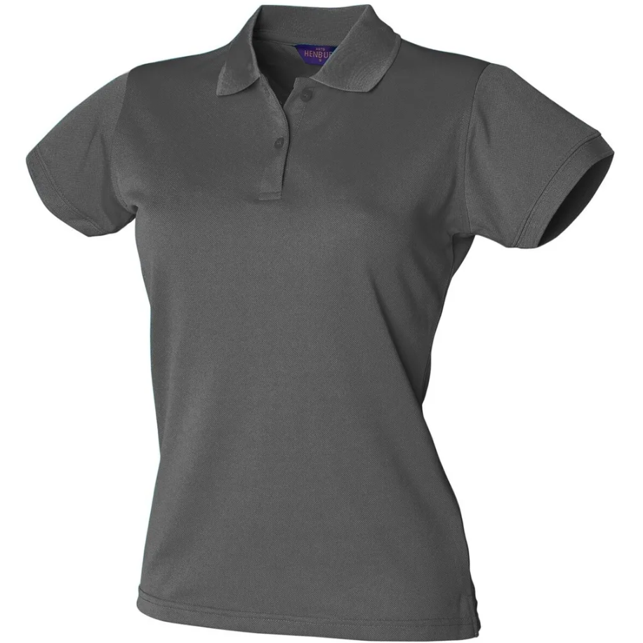 Polo Gris Foncé Femme 100% Polyester Piqué HENBURY | Tenues Pro