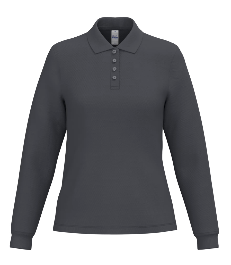 Polo Gris Foncé Manches Longues Femme IDEAL BASIC BRAND | Tenues Pro
