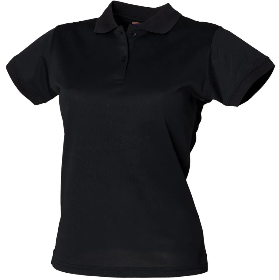 Polo Noir Femme 100% Polyester Piqué HENBURY | Tenues Pro