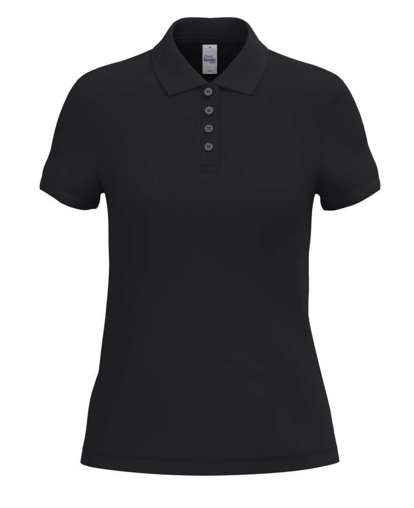 Polo Noir Manches Courtes Femme 100% Coton Piqué IDEAL BASIC BRAND | Tenues Pro