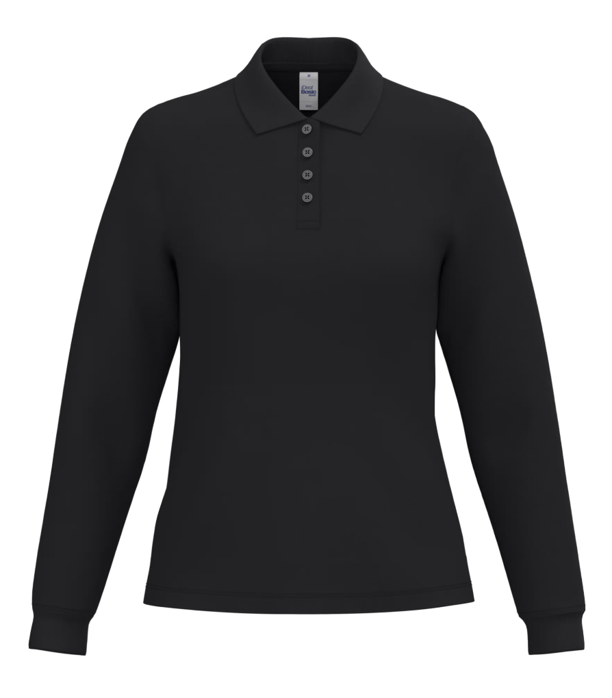 Polo Noir Manches Longues Femme IDEAL BASIC BRAND | Tenues Pro