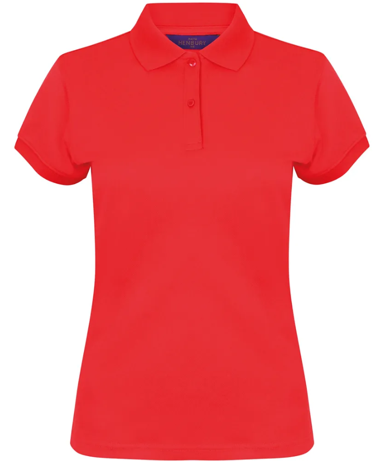 Polo Rouge Femme 100% Polyester Piqué HENBURY | Tenues Pro