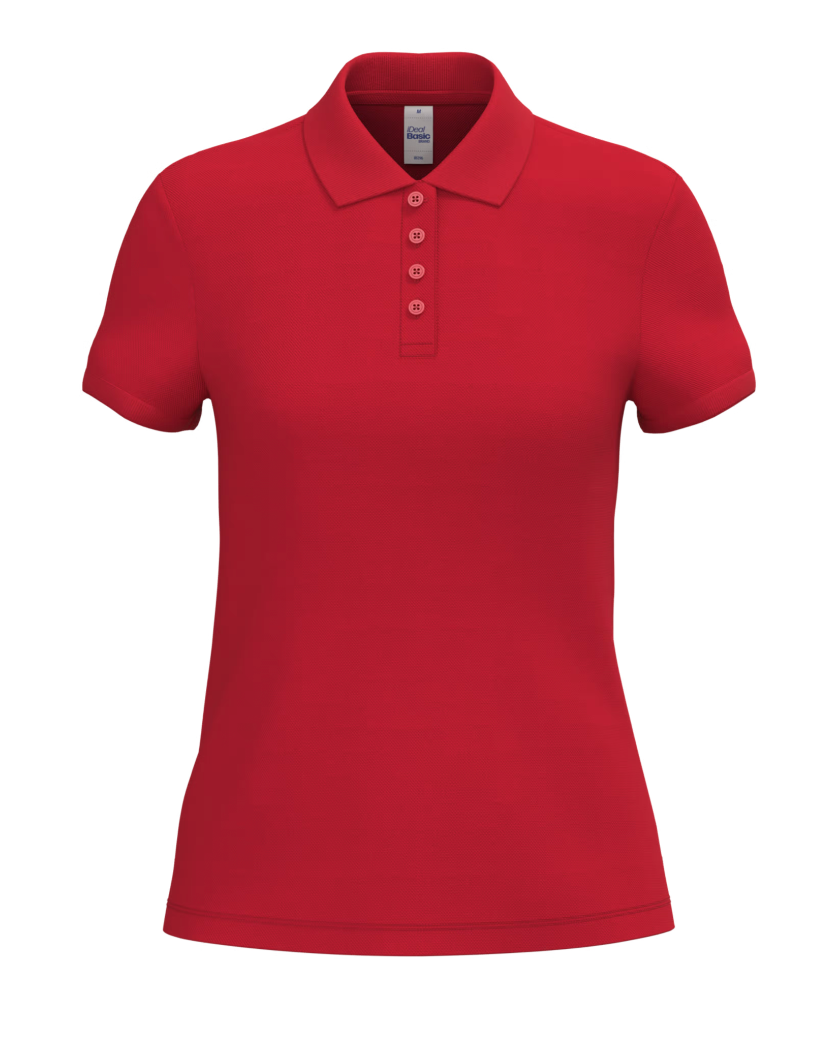 Polo Rouge Manches Courtes Femme 100% Coton Piqué IDEAL BASIC BRAND | Tenues Pro