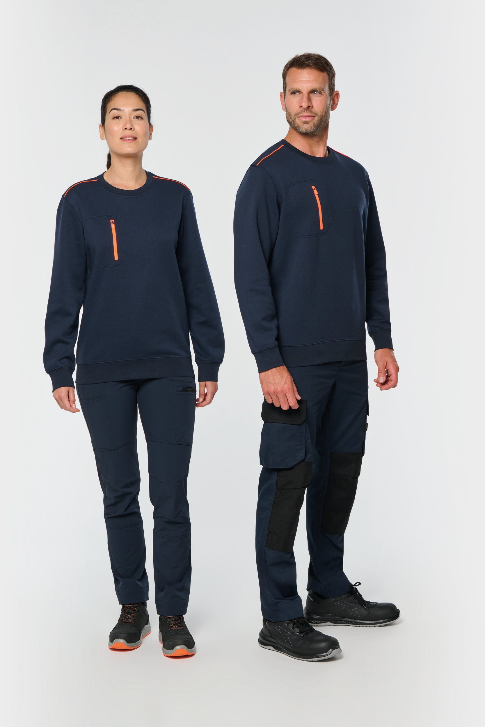 Sweat-shirt zip poche contrastée unisexe-WK