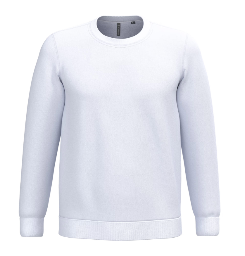 Sweat Sans Capuche Unisexe Col Rond BLANC KARIBAN | Tenues Pro