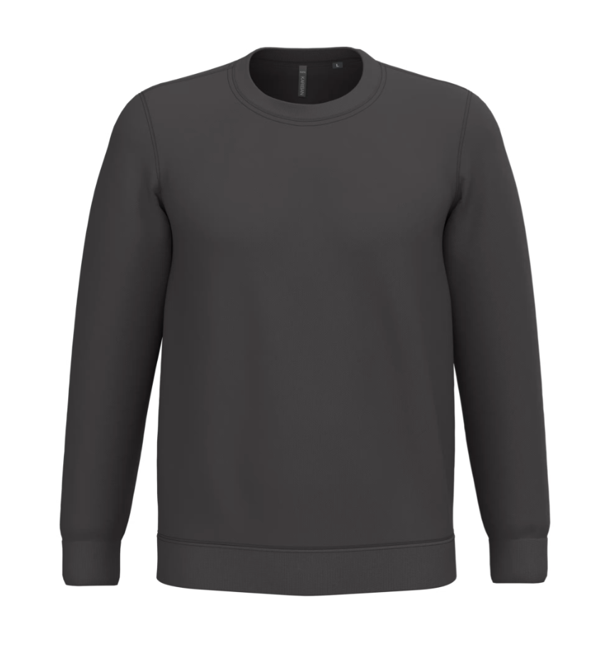 Sweat Sans Capuche Unisexe Col Rond GRIS FONCE KARIBAN | Tenues Pro