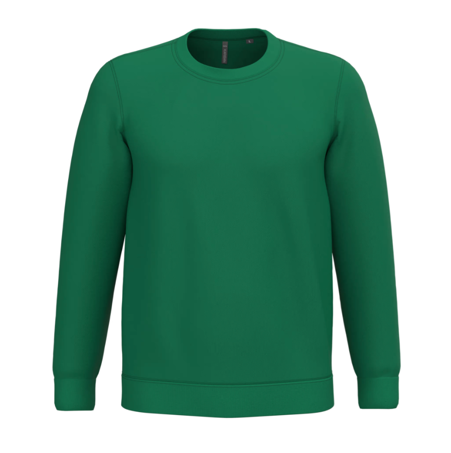 Sweat Sans Capuche Unisexe Col Rond VERT KARIBAN | Tenues Pro