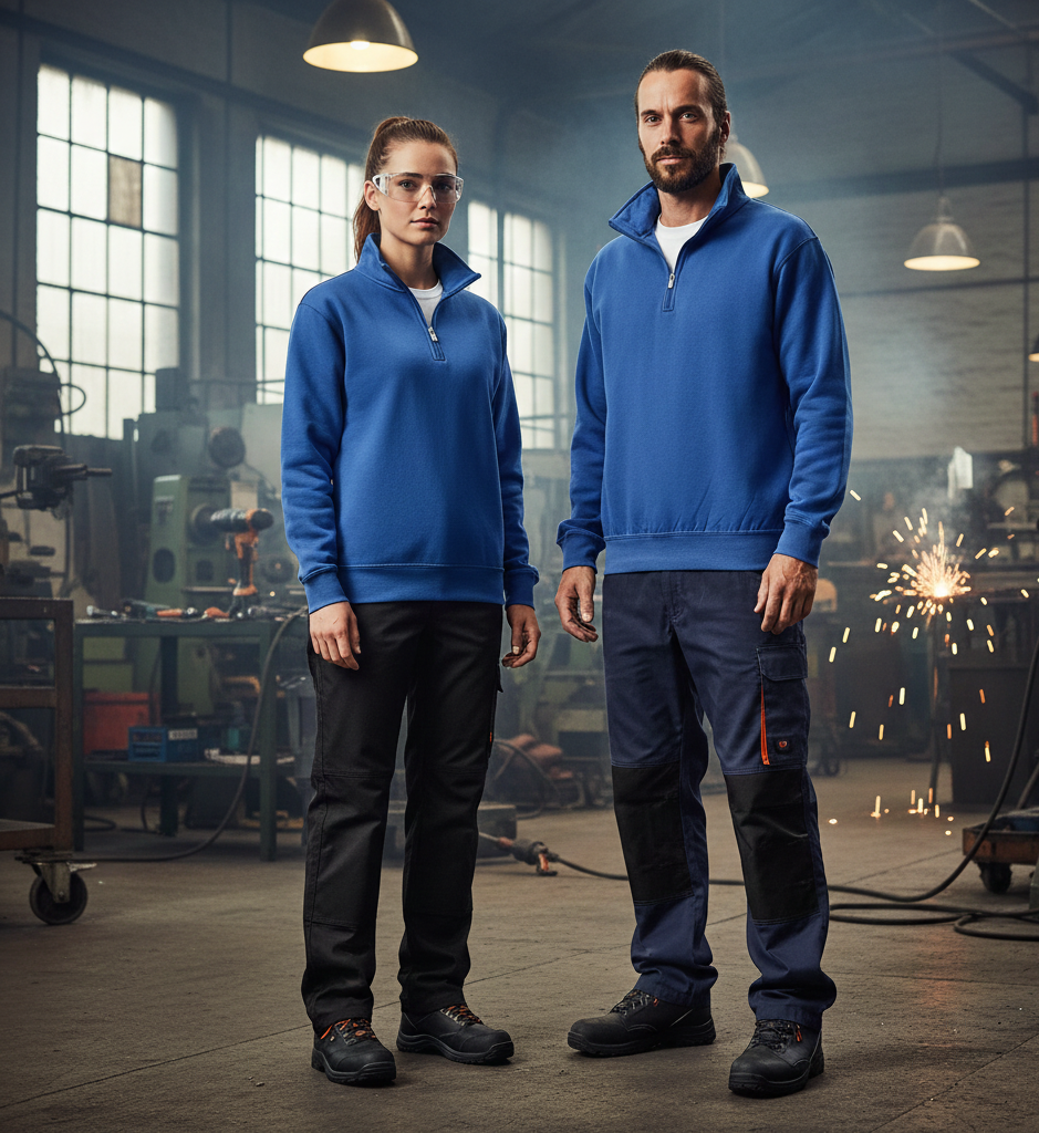 Sweat Sans Capuche de Travail Unisexe Col Zippé DAIBER