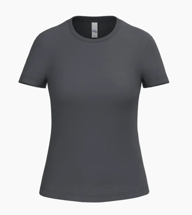 T-Shirt Gris Foncé Manches Courtes Femme Coton IDEAL BASIC BRAND | Tenues Pro