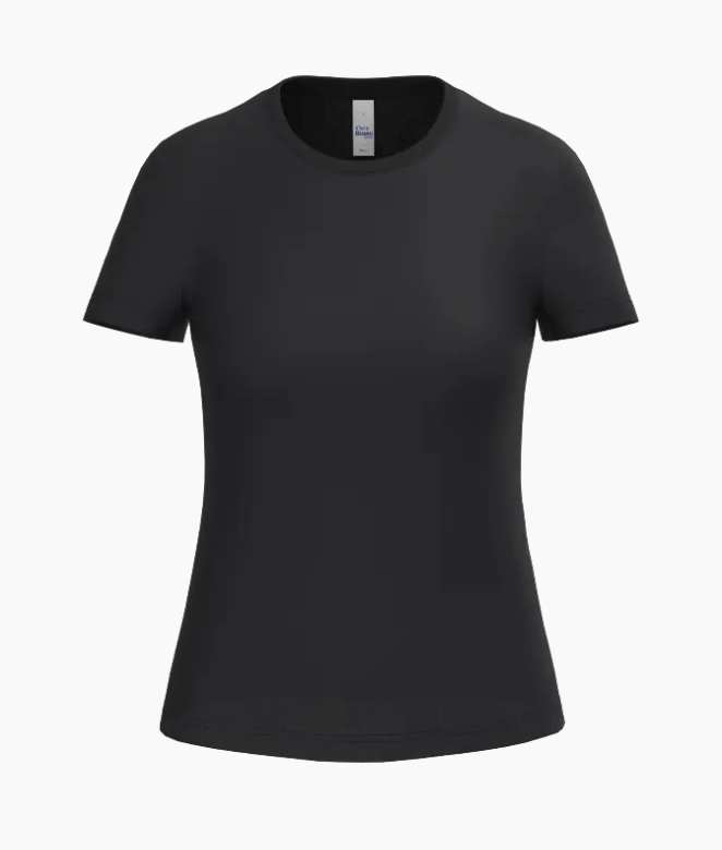 T-Shirt Noir Manches Courtes Femme Coton IDEAL BASIC BRAND | Tenues Pro