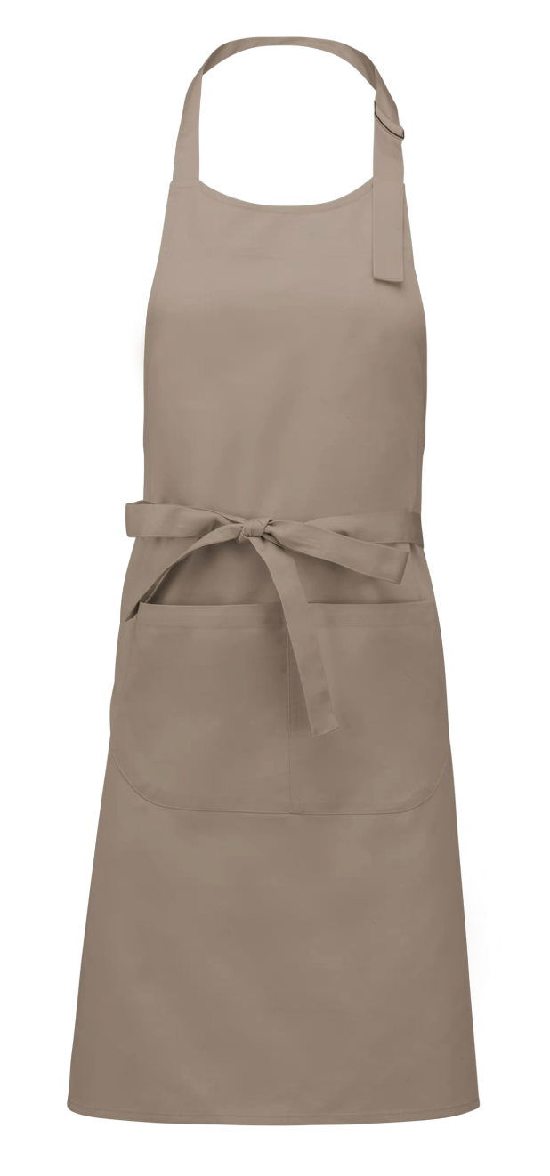 Tablier à Bavette avec Poche 100% Coton Beige KARIBAN | Tenues Pro