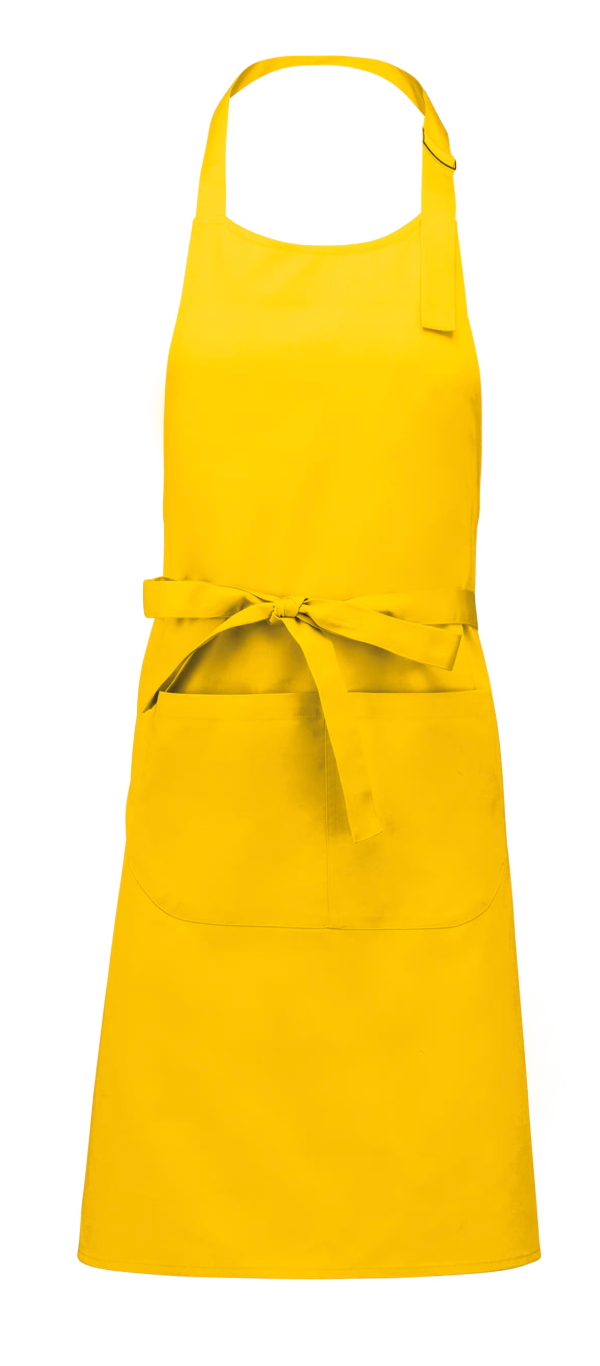 Tablier à Bavette avec Poche 100% Coton Jaune KARIBAN | Tenues Pro